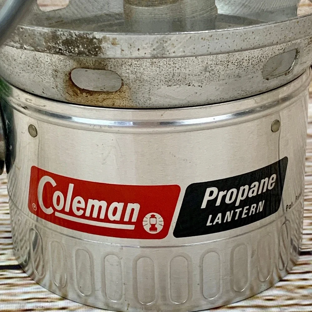 Vintage Coleman Propane Lantern‎ Camping Lantern Green Top Pyrex Glass USA Made